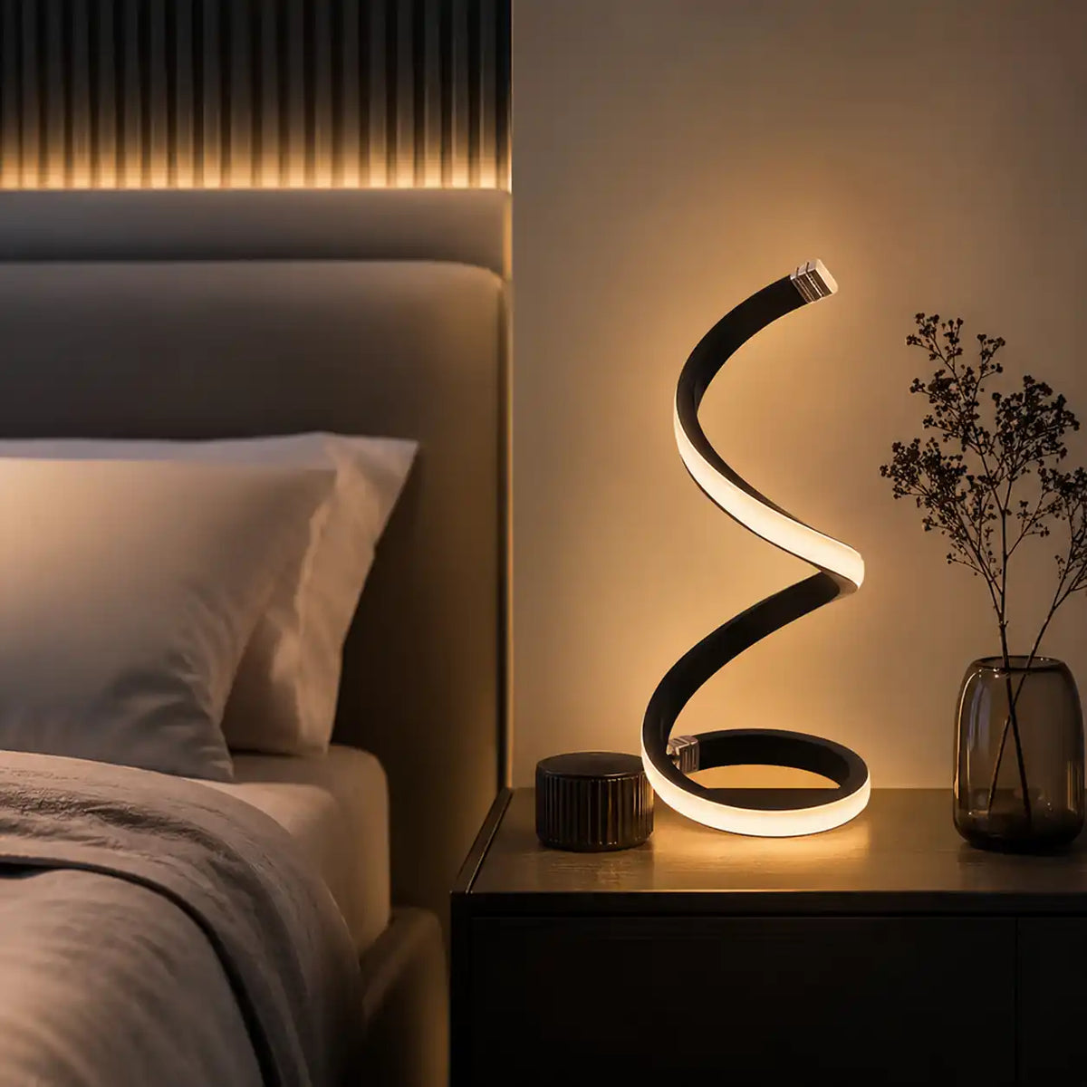 Touch Spiral LED Bedside Lamp - 3 Colors & Dimmable