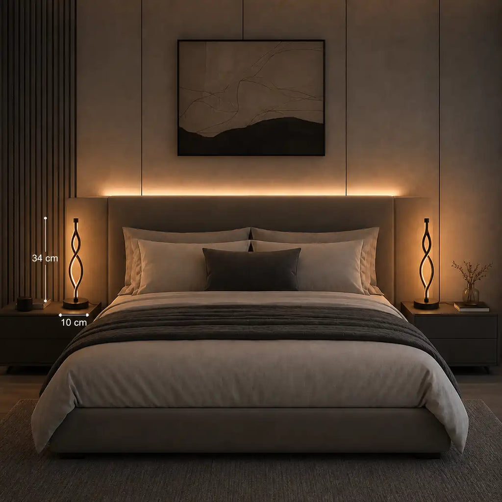 Lampe de chevet LED double spirale – Design moderne et lumière chaleureuse