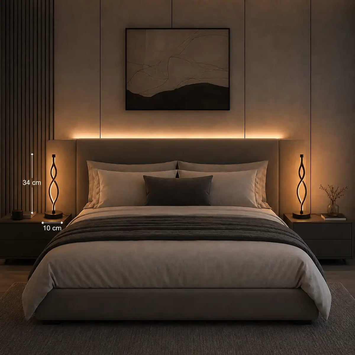 Lampe de chevet LED double spirale – Design moderne et lumière chaleureuse