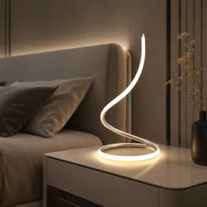 Touch-control spiral LED bedside lamp – 3 colors and dimmable