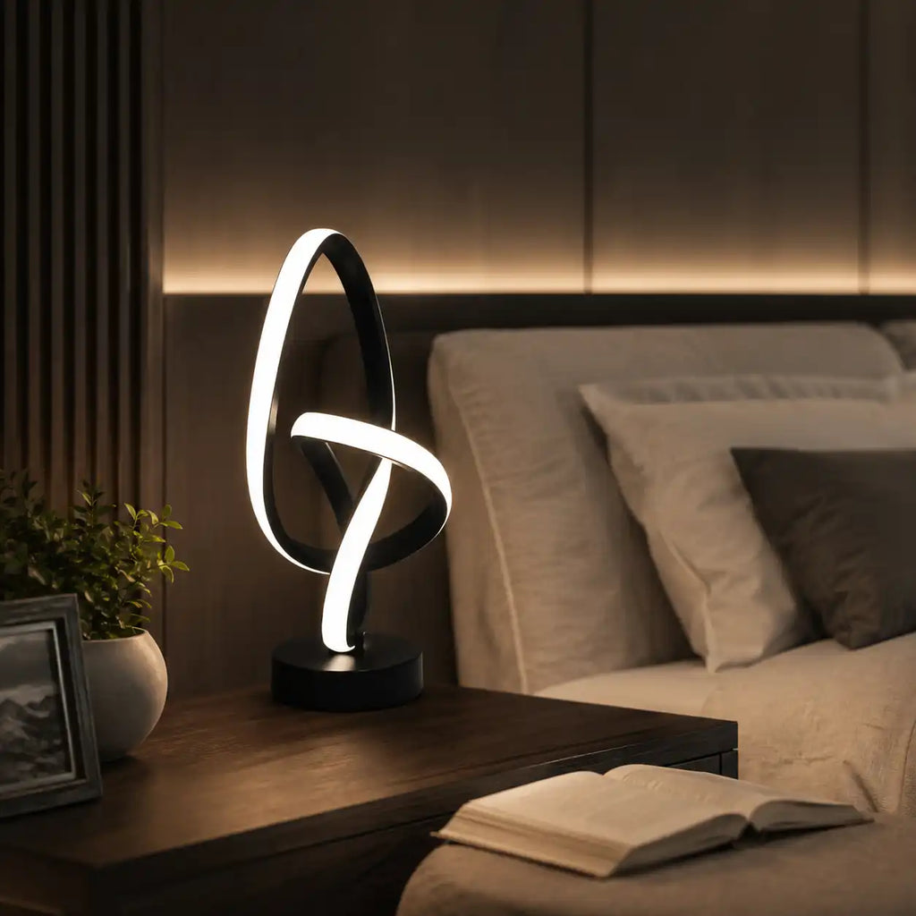 Lampe de chevet LED double hélice – 3 couleurs et commande tactile