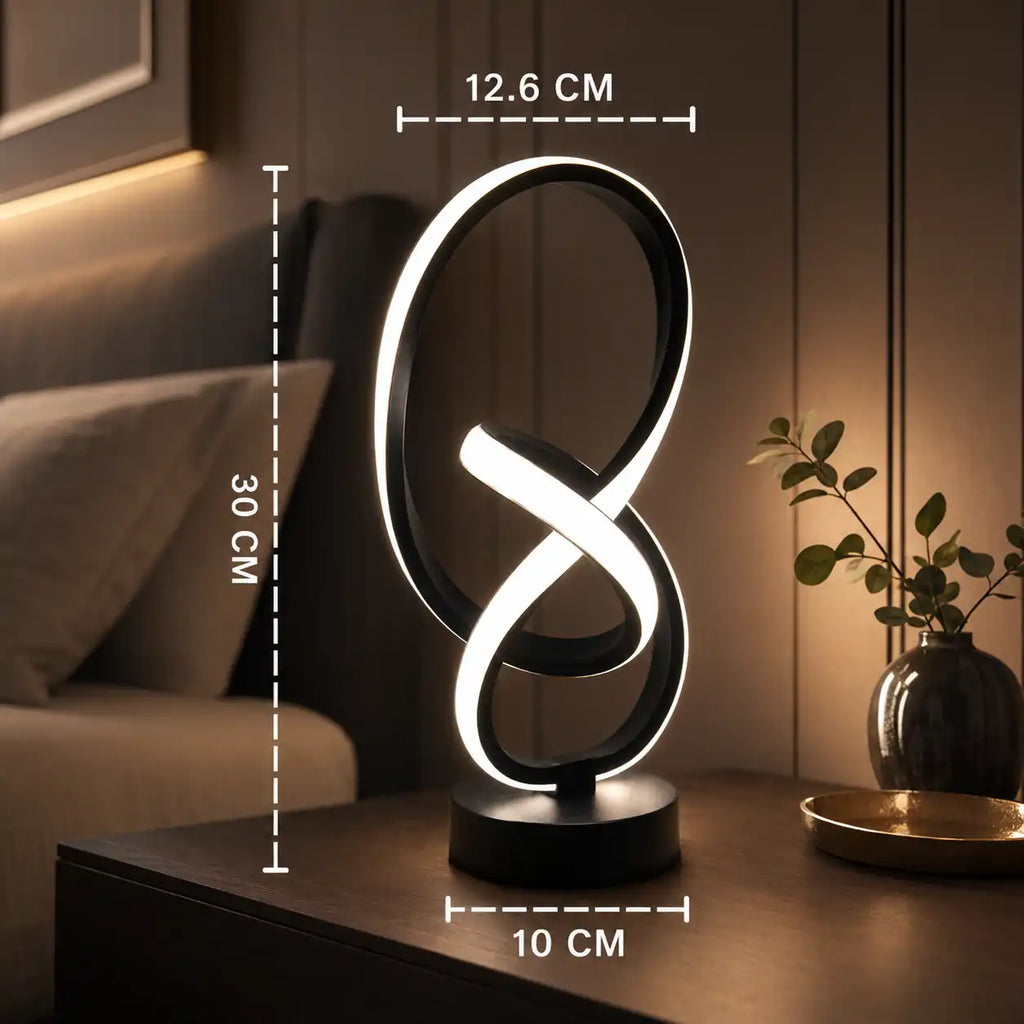 Lampe de chevet LED double hélice – 3 couleurs et commande tactile