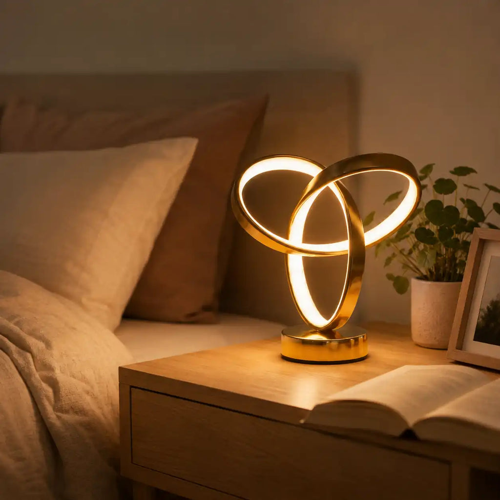 Lampe de chevet LED spirale à trois boucles – 3 couleurs de lumière