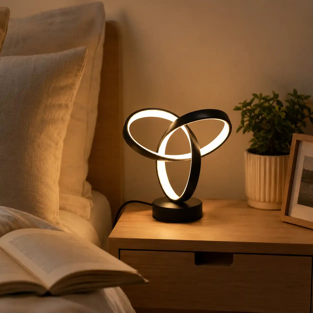 Lampe de chevet LED spirale à trois boucles – 3 couleurs de lumière