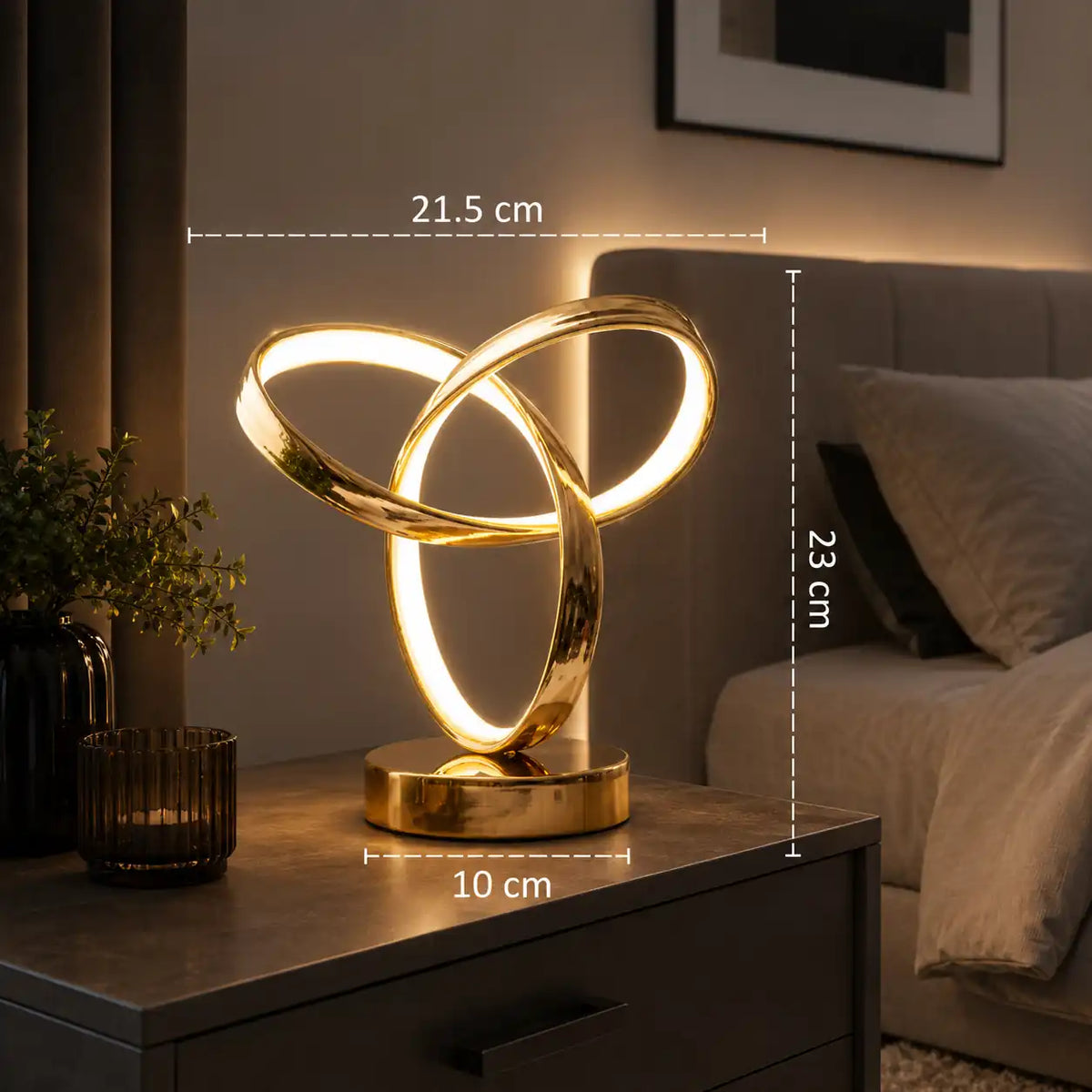 Lampe de chevet LED spirale à trois boucles – 3 couleurs de lumière