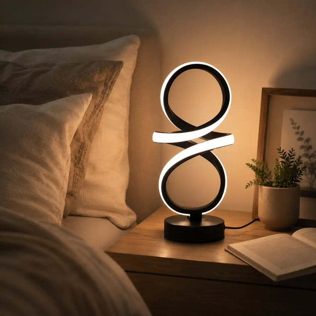 Lampe de chevet LED design infini – 3 températures de lumière