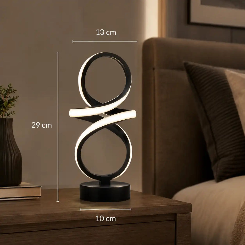 Lampe de chevet LED design infini – 3 températures de lumière