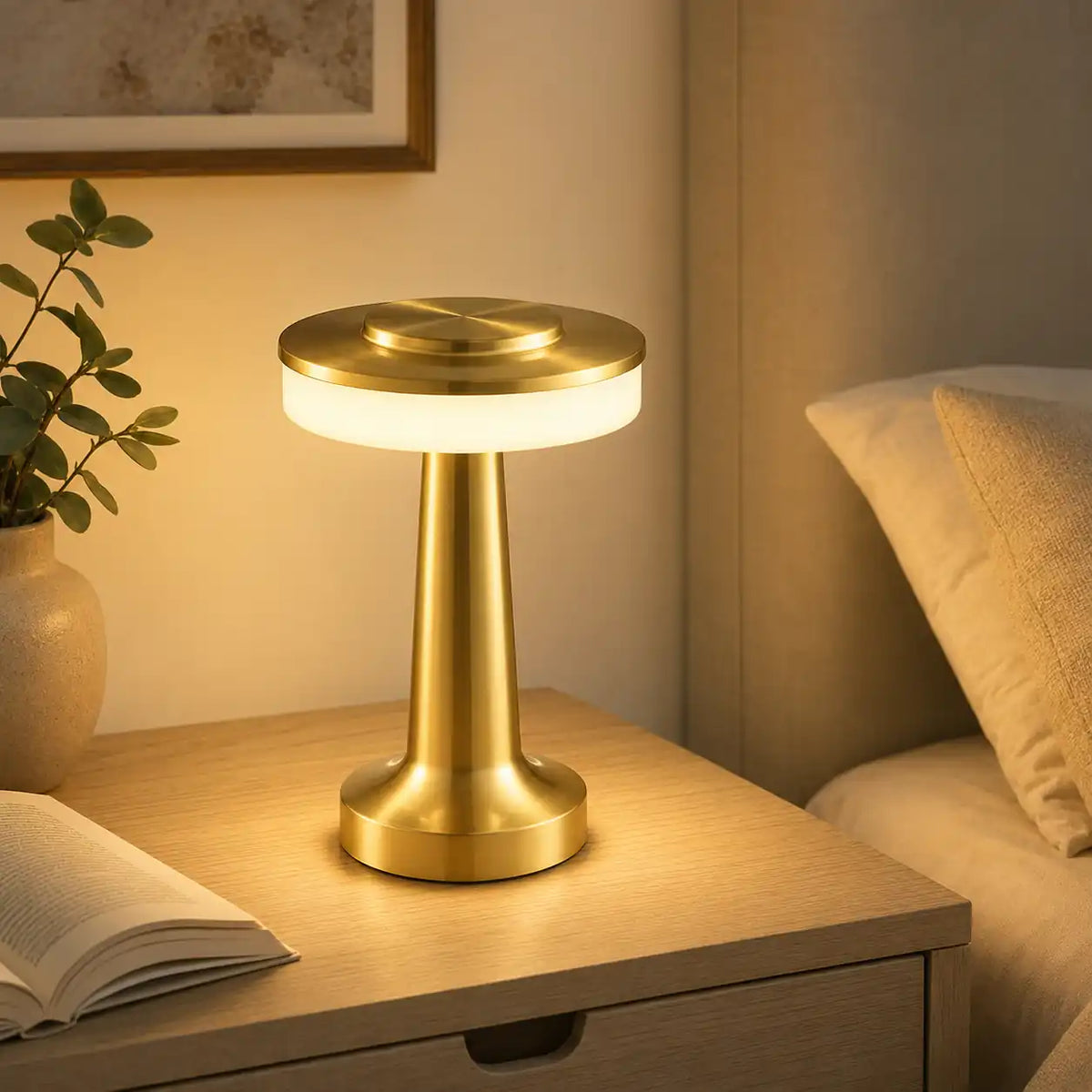 Cordless Touch LED Bedside Lamp – 3 Colors and Dimmable Brightness