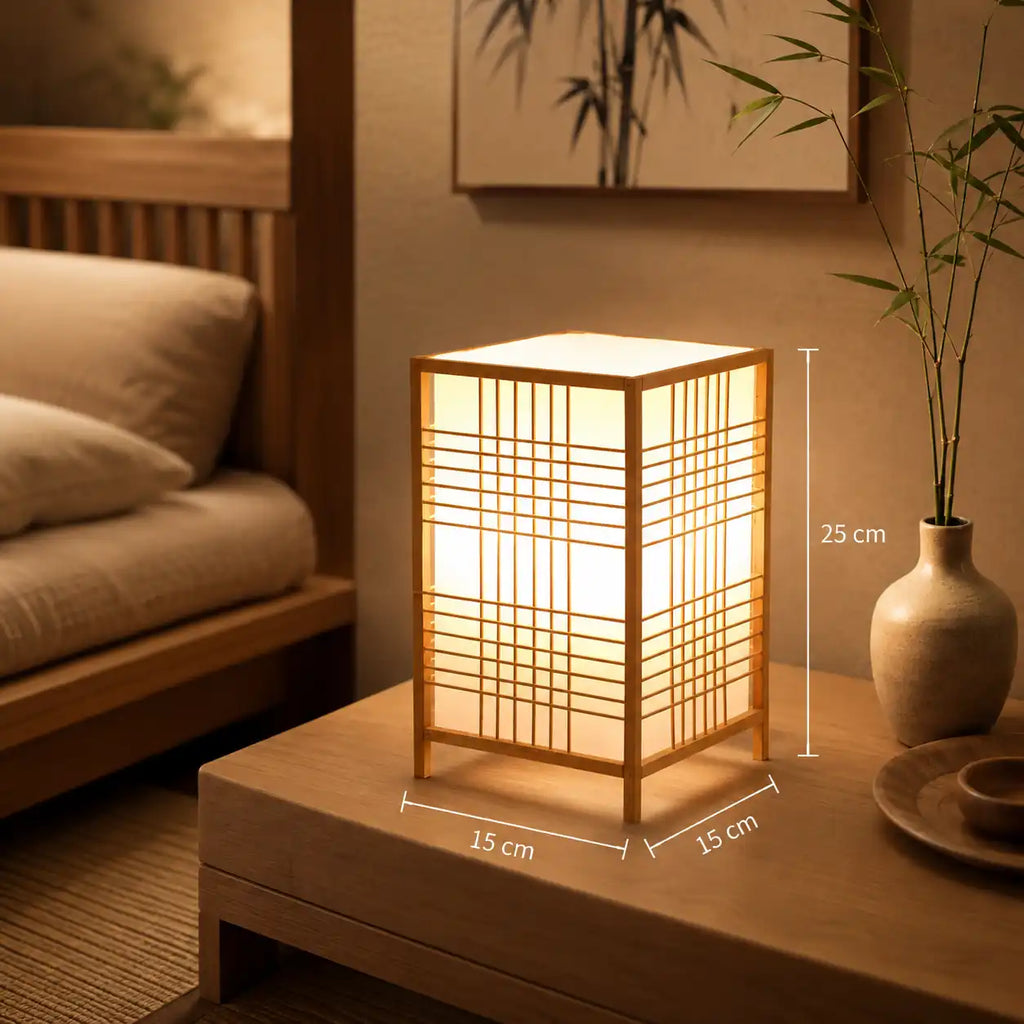 Petite lampe de chevet en bambou tressé – Lumière chaude et décorative