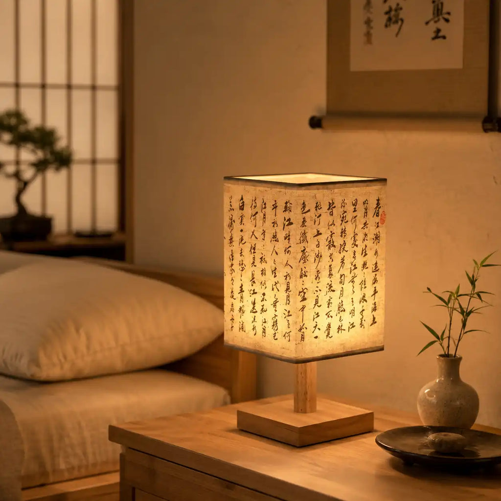 Japanese LED Bedside Lamp – Decorative Wooden Floor Lamp Shade