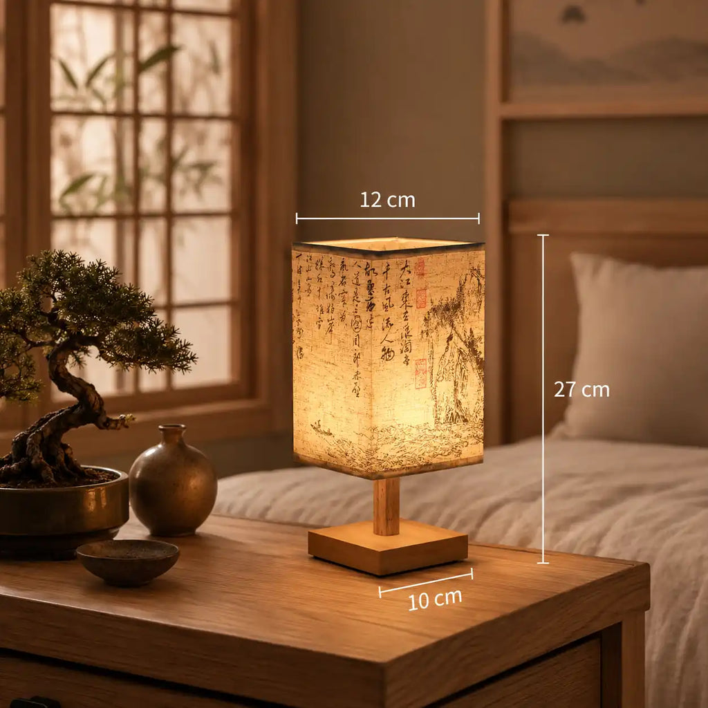 Japanese LED Bedside Lamp – Decorative Wooden Floor Lamp Shade