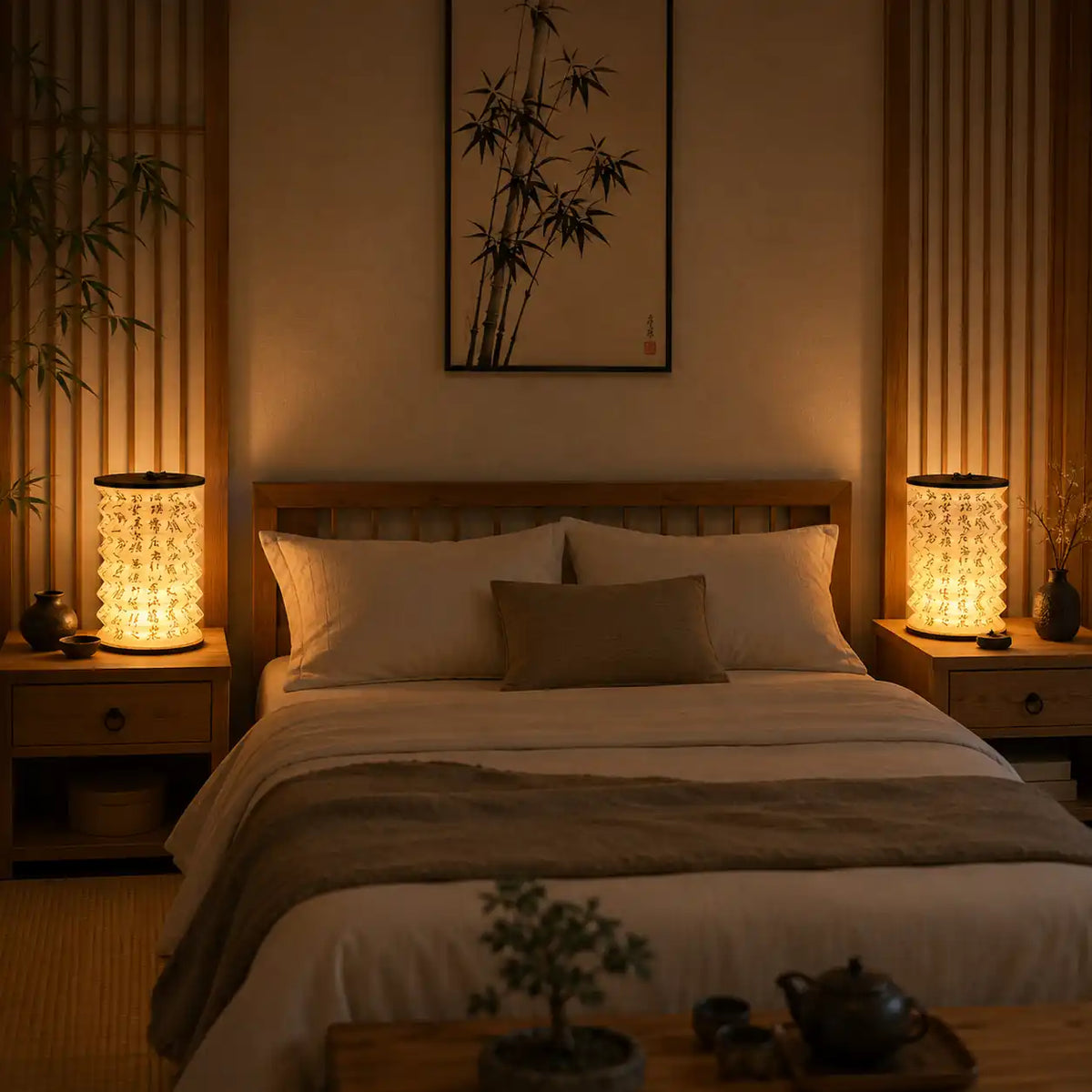 Lampe de chevet accordéon pliable LED – Motifs artistiques