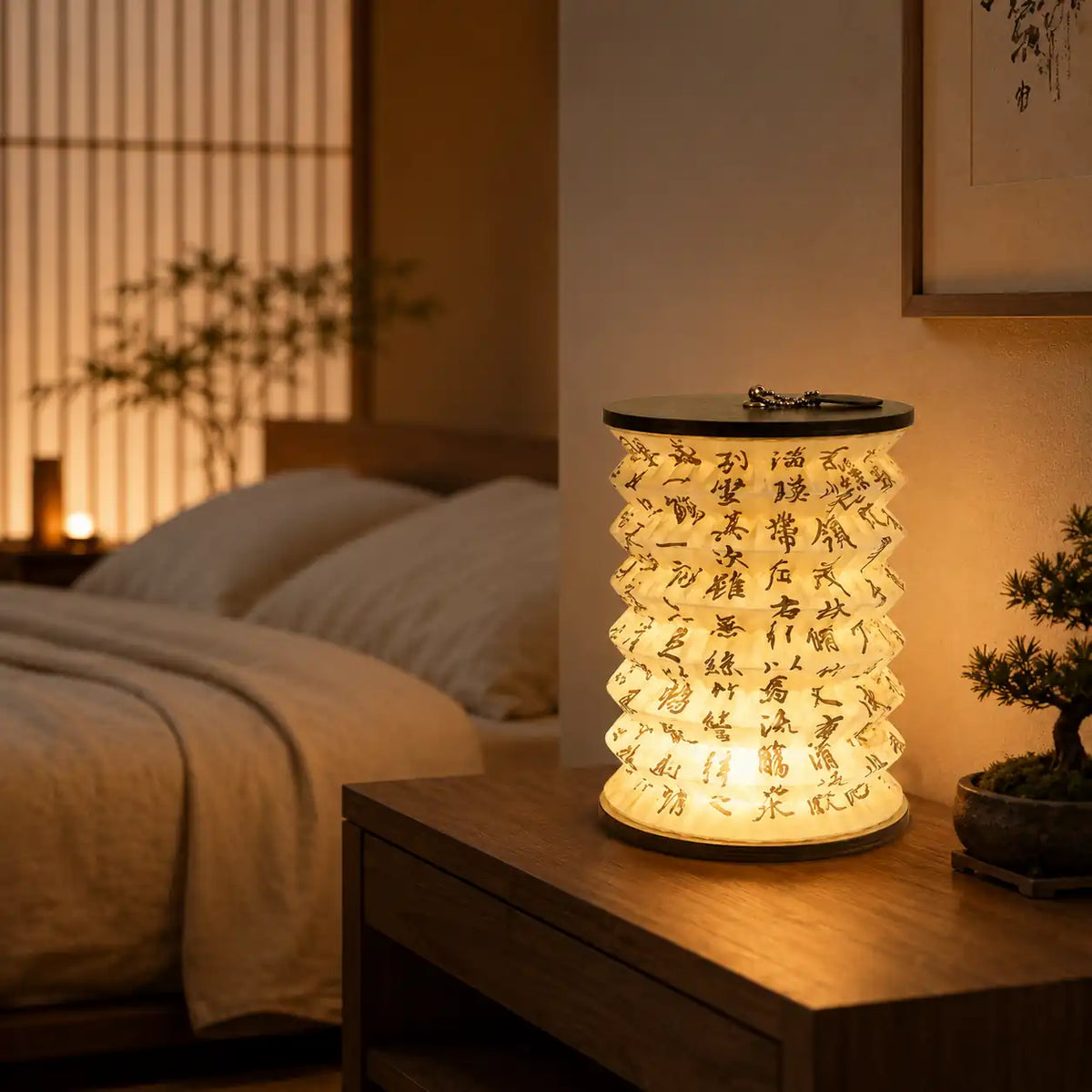 Lampe de chevet accordéon pliable LED – Motifs artistiques