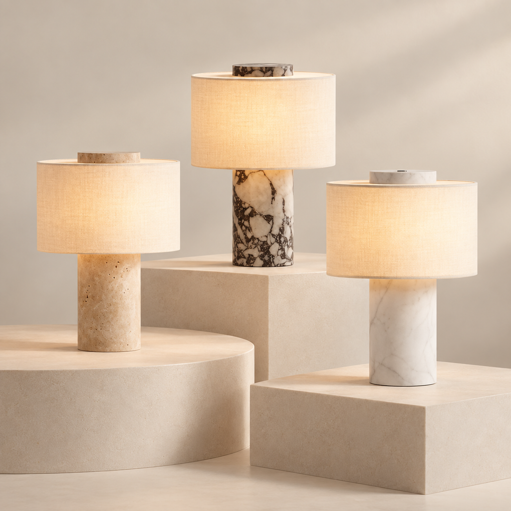 Lampe de chevet en marbre naturel – Lampe de table portable