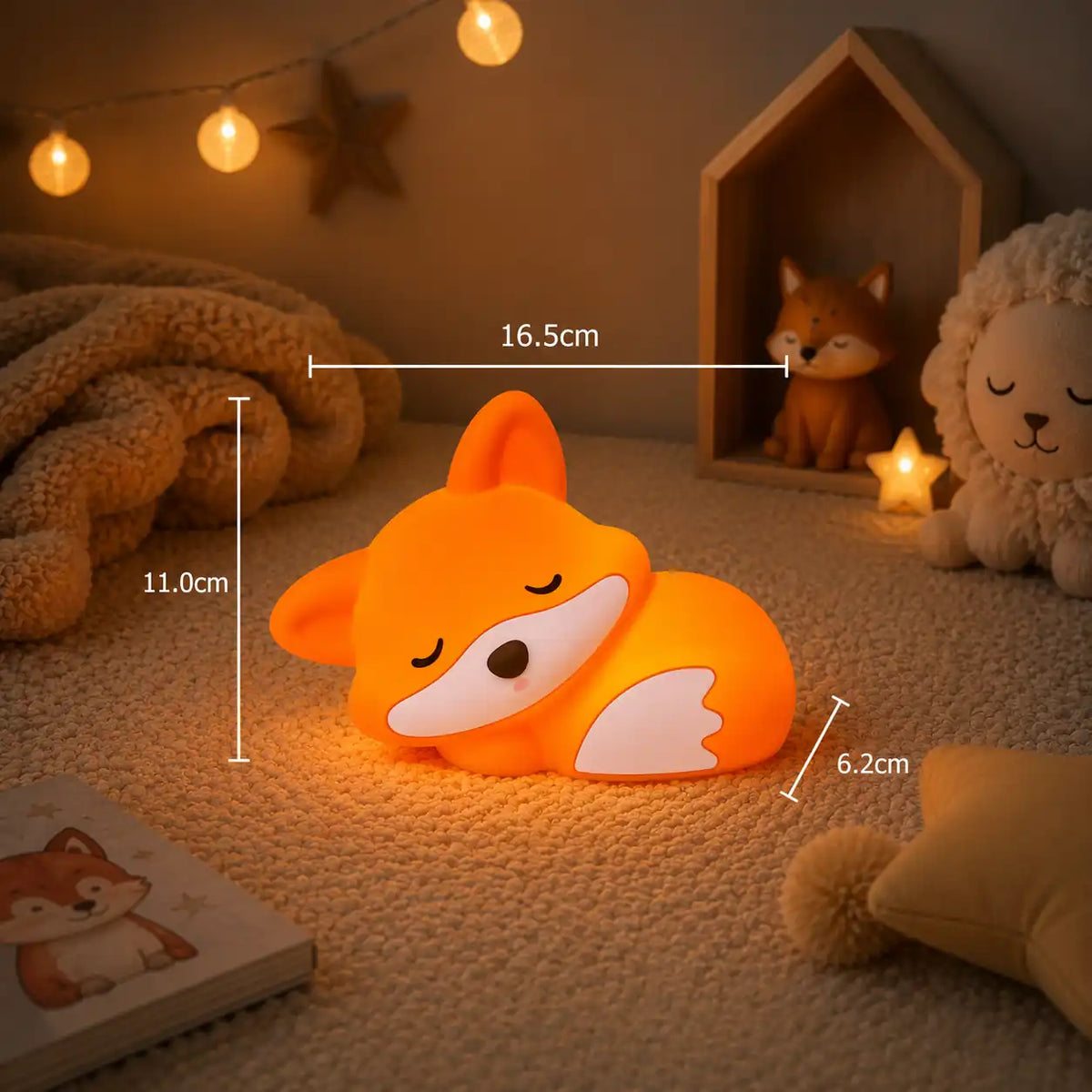 Fox silicone night light – Rechargeable touch bedside lamp