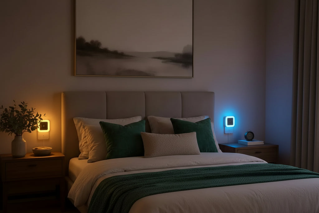 Veilleuse LED carrée rechargeable – Tactile sur prise secteur mural