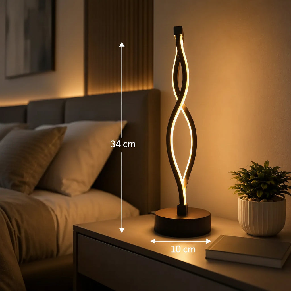 Lampe de chevet LED double spirale – Design moderne et lumière chaleureuse