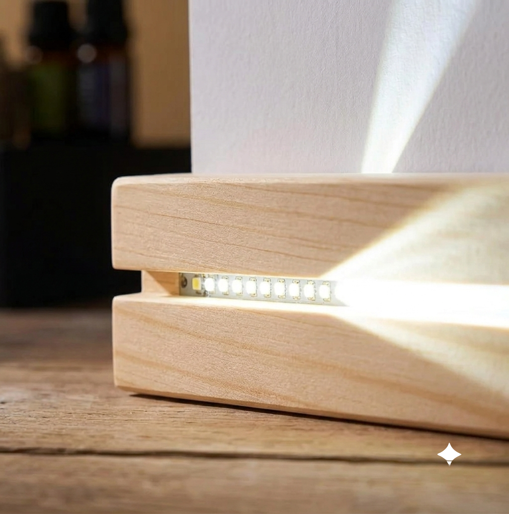 Lampe murale LED en bois – Faisceaux lumineux décoratifs