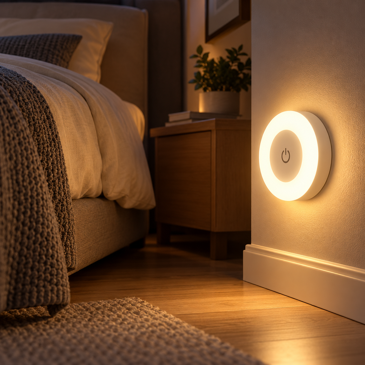 Veilleuse LED tactile rechargeable – 3 couleurs & luminosité réglable