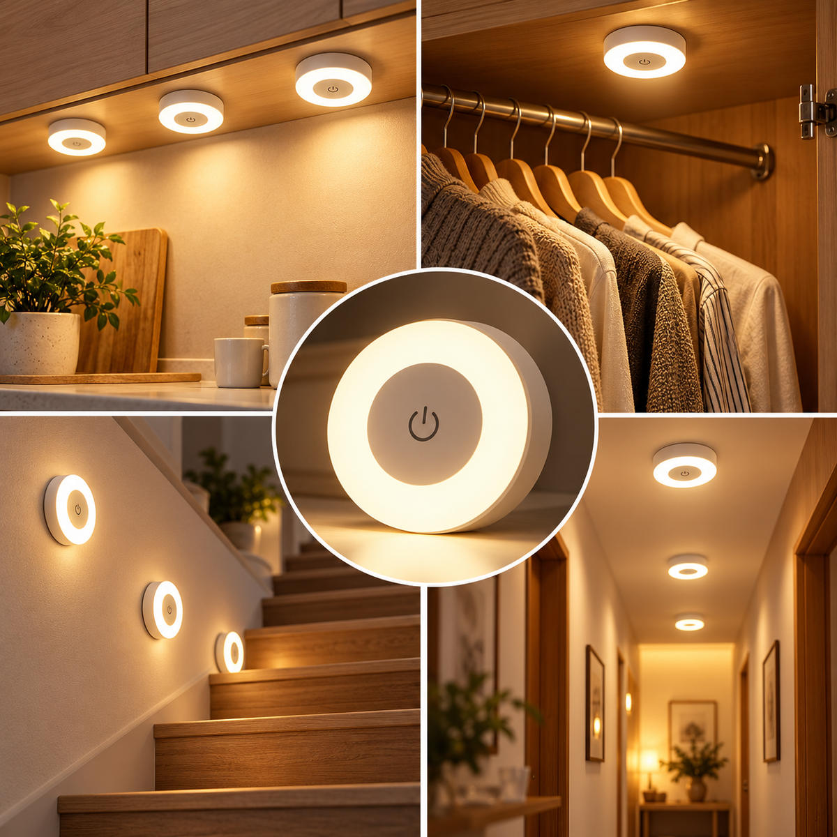 Veilleuse LED tactile rechargeable – 3 couleurs & luminosité réglable
